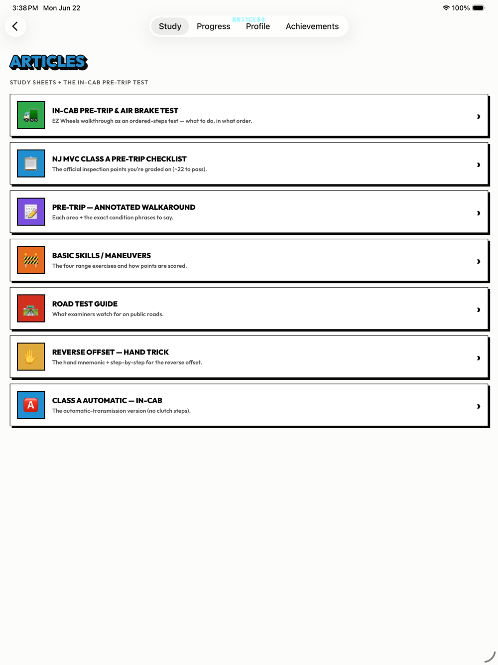 Study articles on iPad