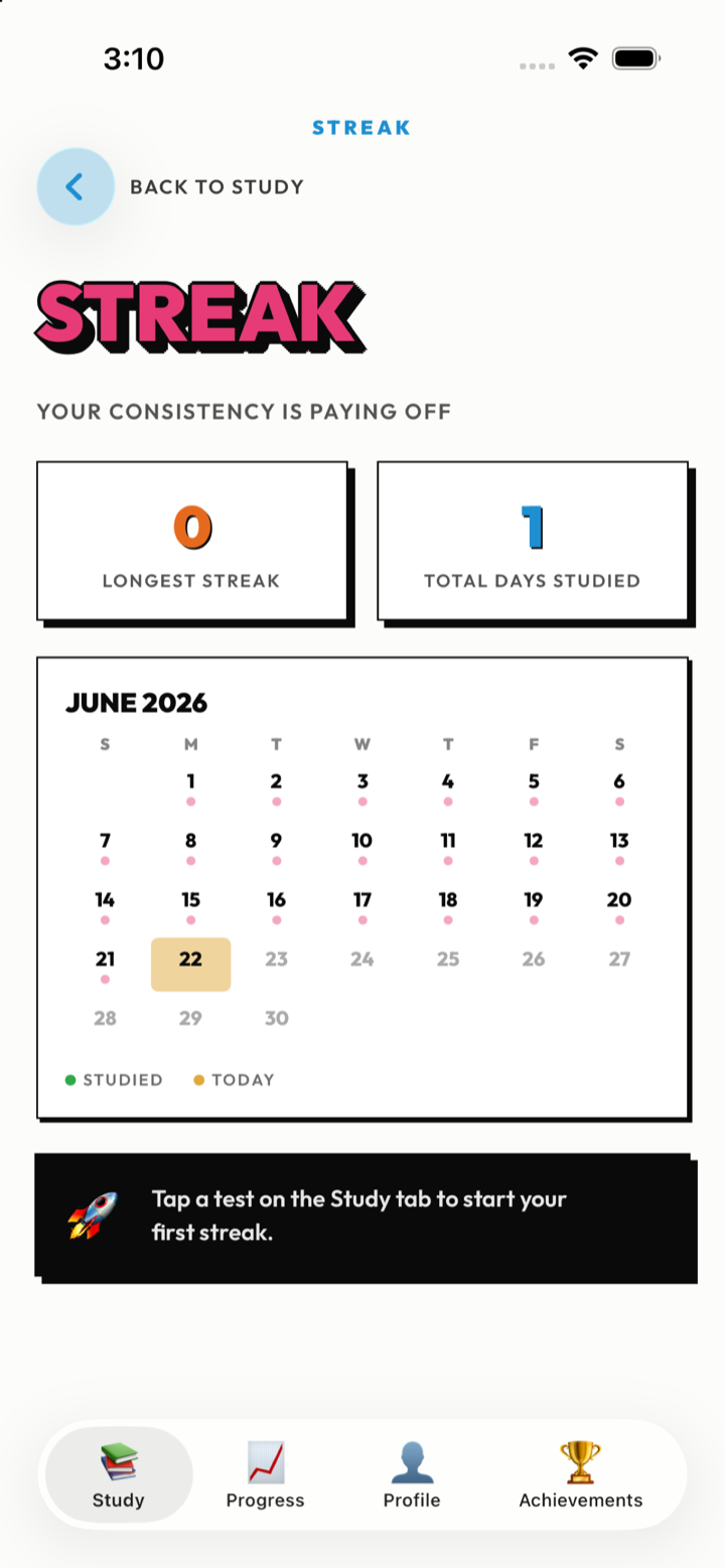 Streak calendar on iPhone